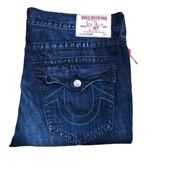 Brand New True Religion Jeans Size 40 SKINNY Blue - Picture 2 of 10